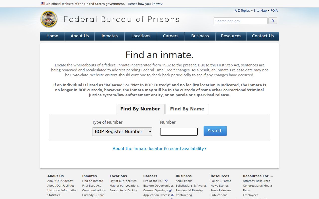 White Pine County record search comparison with the federal inmate locator
